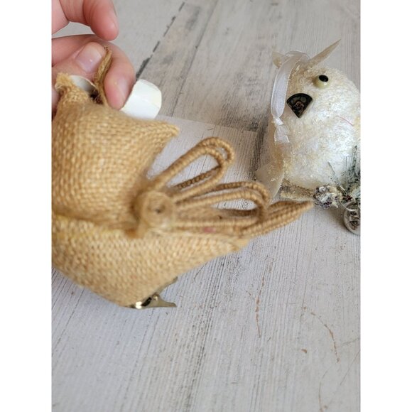 Owl brown white clip on ornament Xmas set bird - Picture 7 of 12